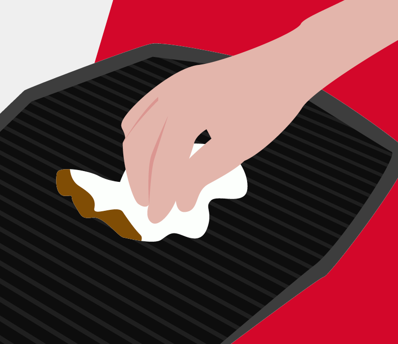 Grillin hoito ja ylläpito Kuvituskuva kädestä puhdistamassa parilagrilliä