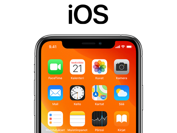 iOS käyttöjärjestelmän sovellusvalikko Kuva iOS käyttöjärjestelmän sovellusvalikosta